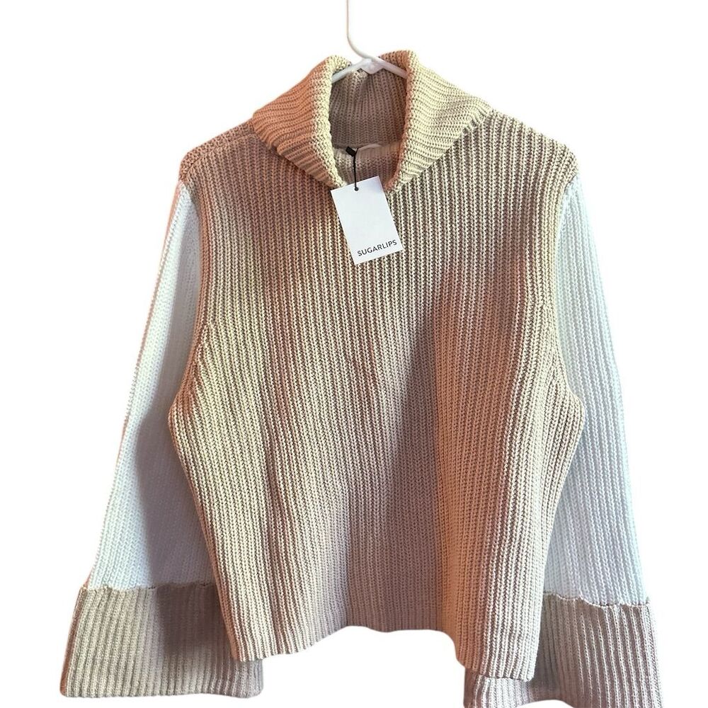 Sugarlips Women's Colorblock Cowl Neck Sweater Multicolor Size S